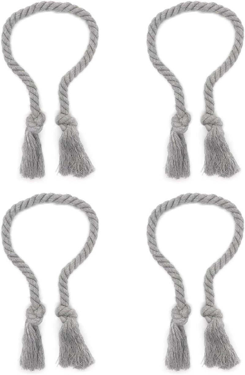 Yteseery 6 Pack Curtain Ties Rope, Outdoor Curtain Tiebacks, Natural Cotton Curtain Holders, Village Rustic Farmhouse Curtain Holdbacks, Nautical Curtain TieBacks for Patio Pergola Drapes, Grey - Image 4